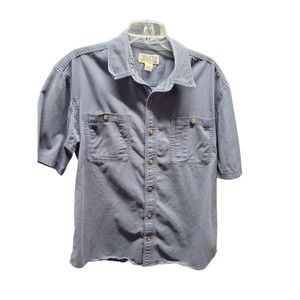 Duluth Trading Co Untucked Men’s L Button Down Short Sleeve Shirt Blue/Gray
